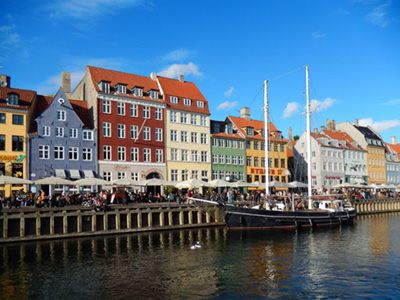 Boat and Building in Nyhavn Copenhagen Denmark
