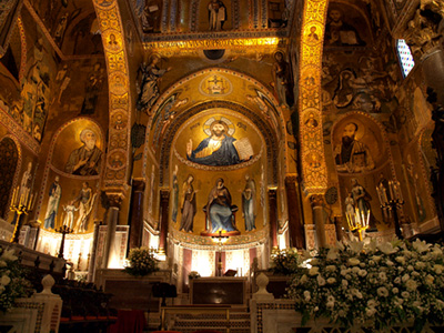 Magnificent mosaic art inside 12th century Capella Palatina