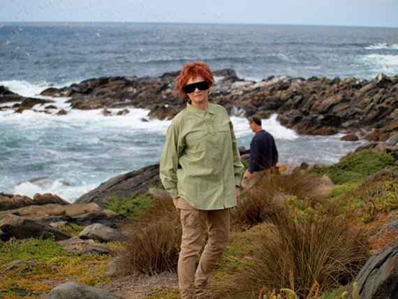 Irene Shaland stands on the beach at Kangaroo Island