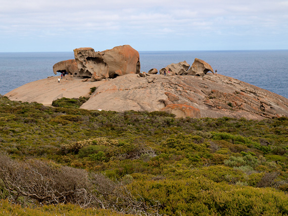 This huge granite boulder with smaller rocks on top is called Remarkable Rocks