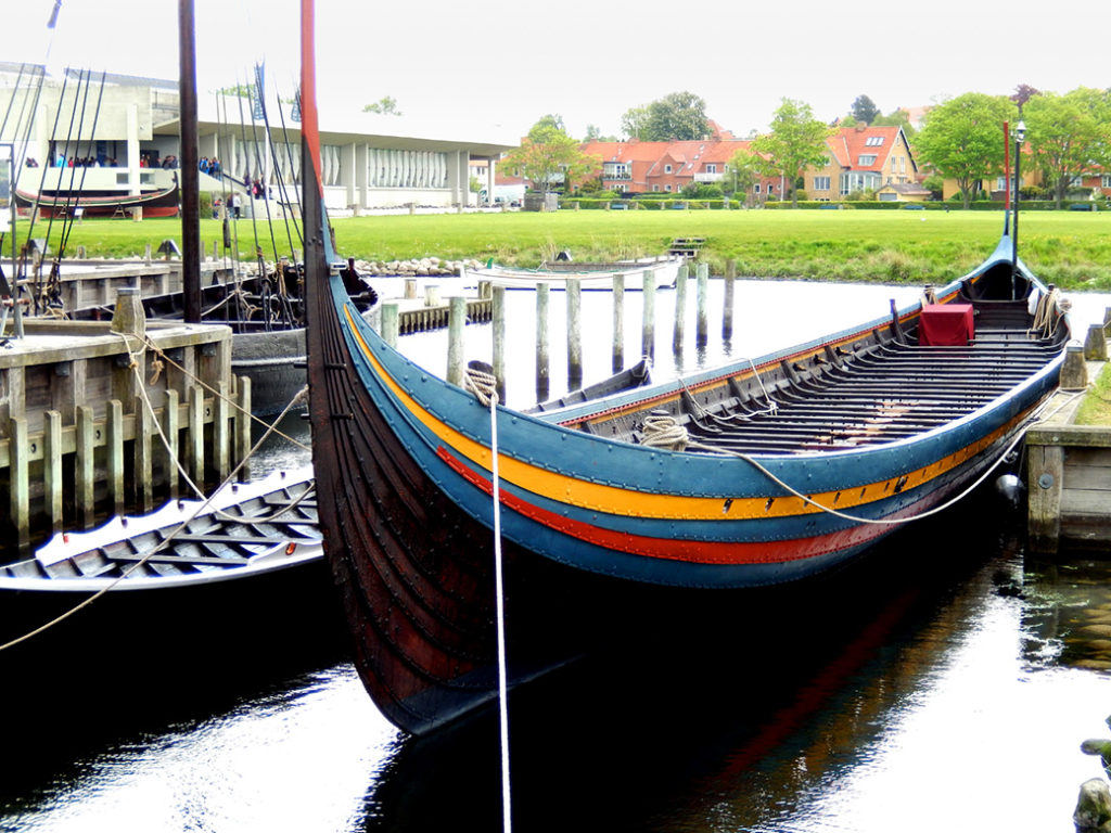 replica of a viking long boat