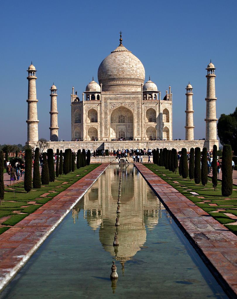 Taj Mahal with its reflection in the pool