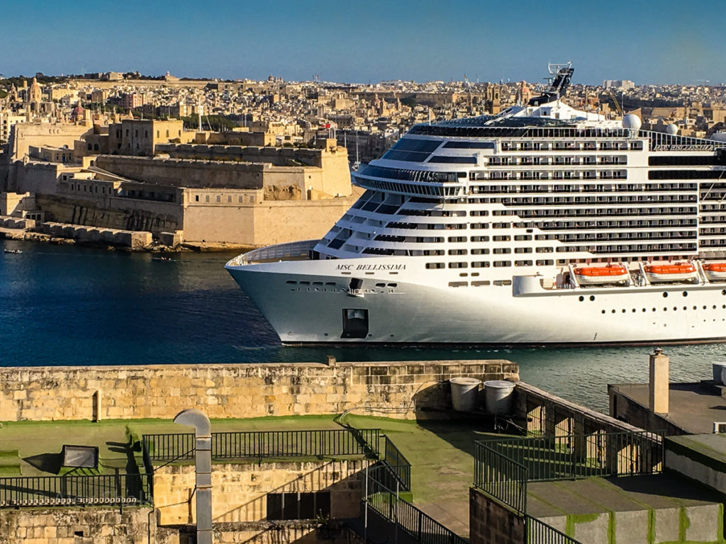 cruise ship in Great Harbor of Malta