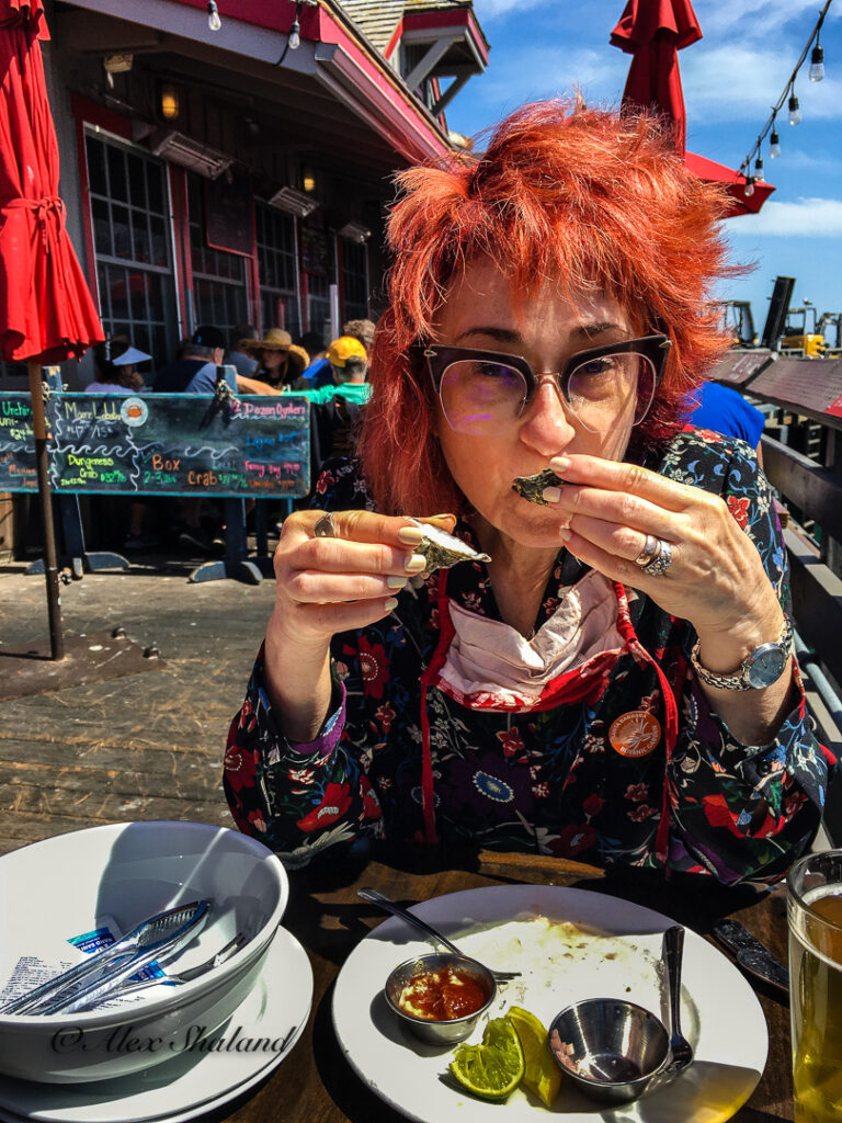 Irene Shaland eating oysters